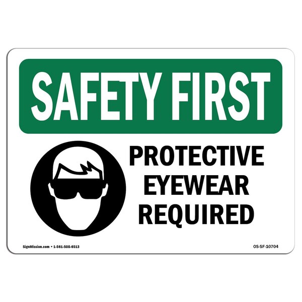 Signmission OSHA Protective Eyewear Required W/ Symbol 10in X 7in Rigid Plastic, 10" W, 7" H, Landscape OS-SF-P-710-L-10704 - main
